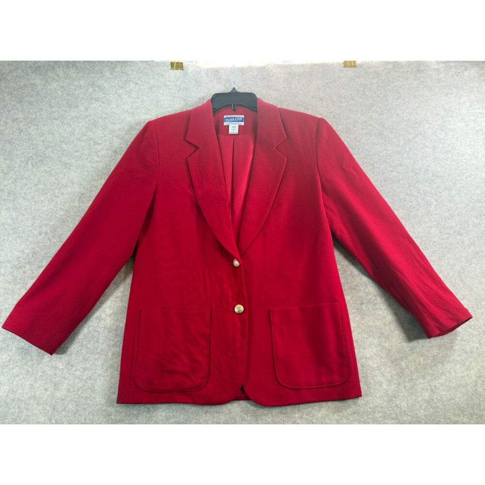 Pendleton Blazer Womens Petite Size 8 Red 100% Virgin Wool - READ Desc